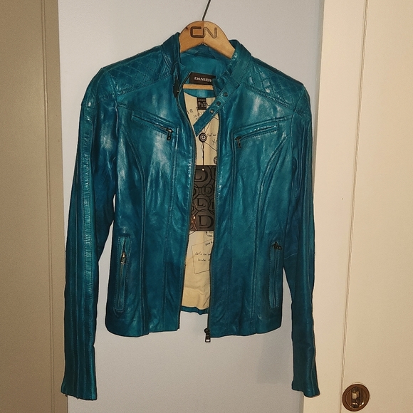 UNWORN Danier Teal Leather Jacket - Picture 1 of 8